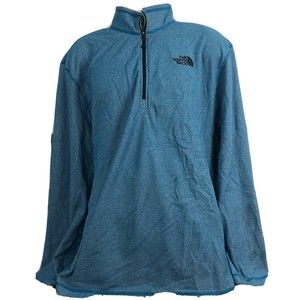 The North Face Mens 2XL Blue Long Sleeve 1/2 Zip Pullover Top Shirt Polyester
